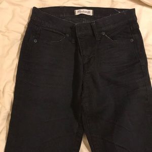 Madewell Black Skinny Jeans 27 Tall. Ripped knees.